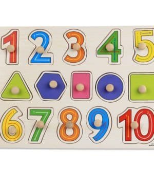 Peg-knob Puzzle - Numbers 1 - 10 with shapes
