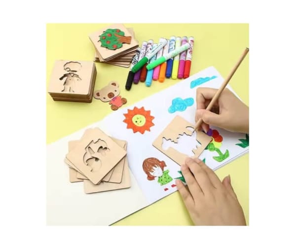 FunShapes Wooden Stencils Set – Pack of 10