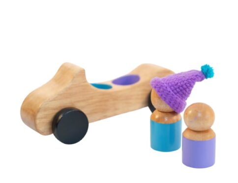 Peg People in a Car - Wooden Toy