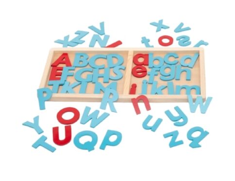 Wooden English Alphabet Letters in a Tray