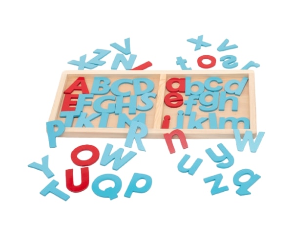 Wooden English Alphabet Letters in a Tray