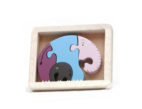 Elphant Puzzle - 4 Pieces Toddler Version - Blue - Purple