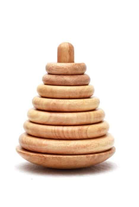 Wooden Ring Tower - Wood Finish