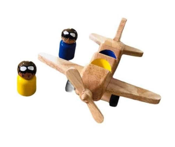 Aeroplane with Pilots Wooden Toy Made in Sri Lanka