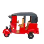 Sri Lankan Handmade Wooden Tuk Tuk - Wooden - Small Red