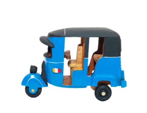 Sri Lankan Handmade Wooden Tuk Tuk - Wooden - Small Blue