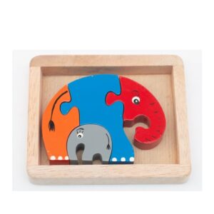 Elphant Puzzle - 4 Pieces Toddler Version - Red - Blue