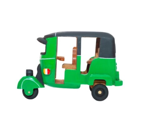 Sri Lankan Handmade Wooden Tuk Tuk - Wooden - Small Green